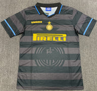 Inter Milan 1997/98 Vintage Retro Second Away Black and Gray Jersey