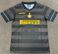 Inter Milan 1997/98 Vintage Retro Second Away Black and Gray Jersey