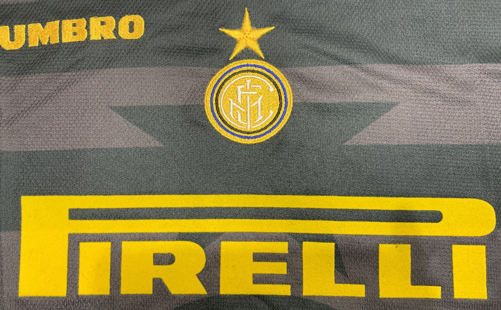 Inter Milan 1997/98 Vintage Retro Second Away Black and Gray Jersey