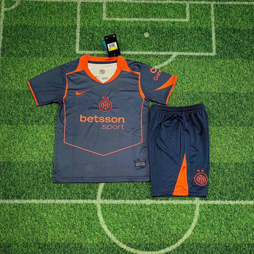 Inter Milan 25/26 Blue/Orange Away Kids Jersey Set