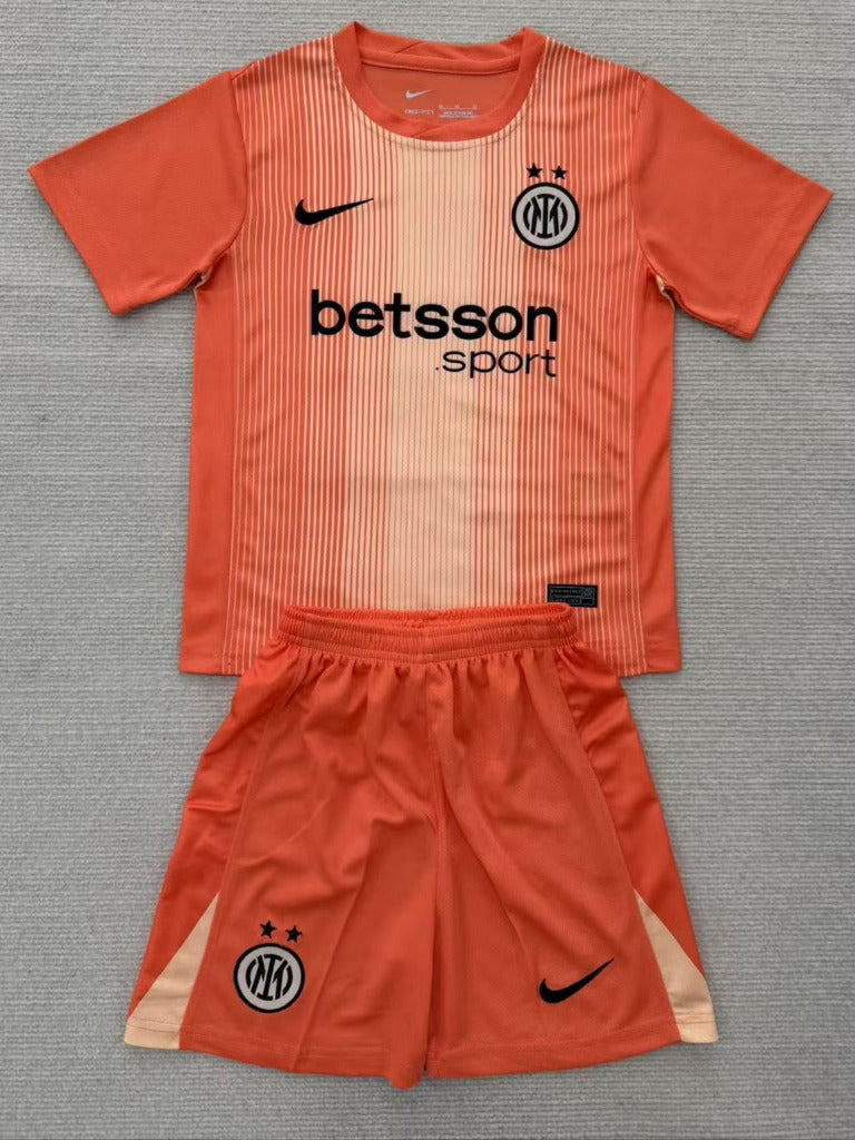 Inter Milan 25/26 Goalkeeper Kids Orange Jersey Set