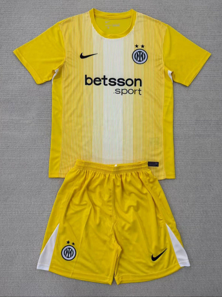 Inter Milan 25/26 Goalkeeper Kids Yellow Jersey Set