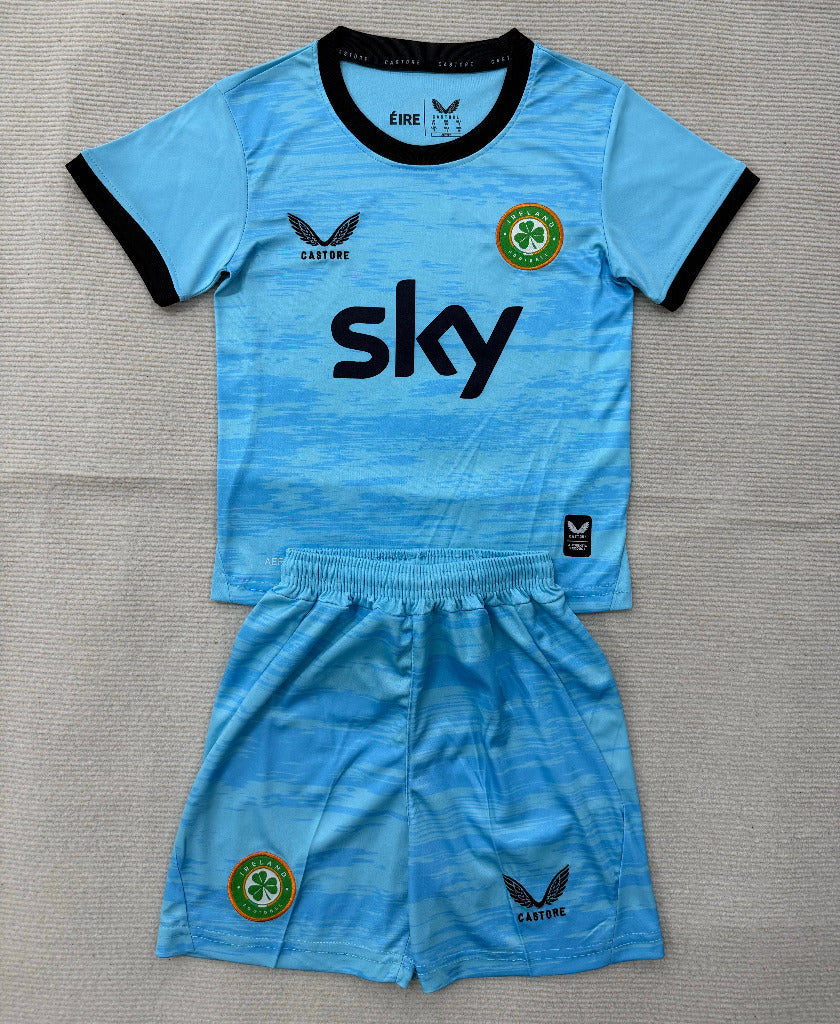 Ireland 26/27 Sky Blue/Black Trim Away Goalkeeper Kids Jersey Set