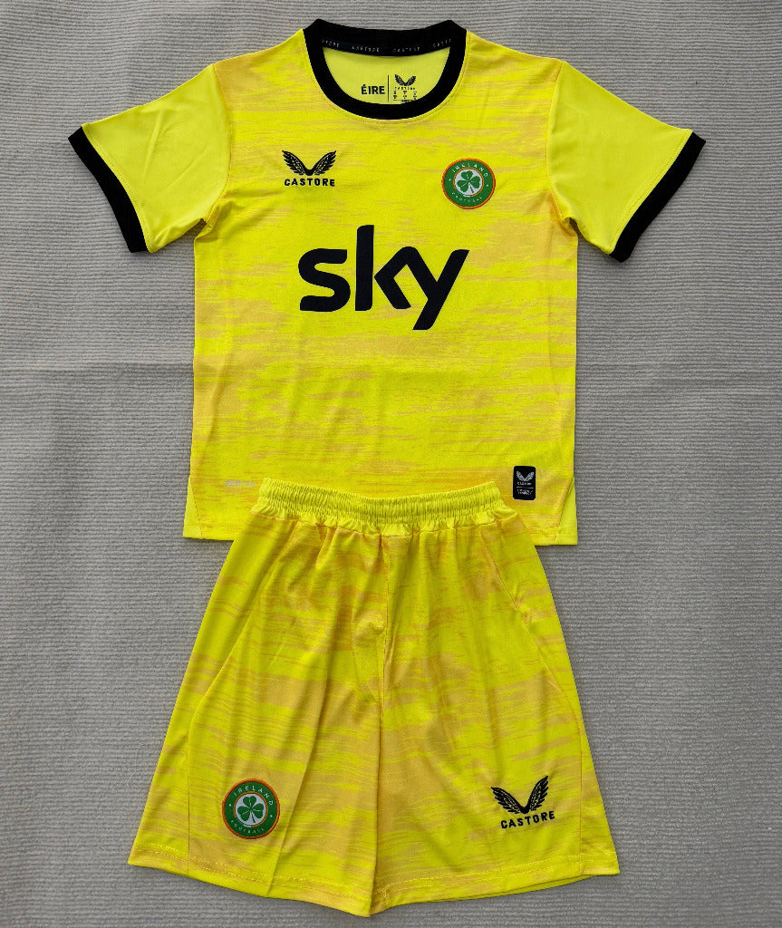 Ireland 26/27 Yellow/Black Trim Away Goalkeeper Kids Jersey Set