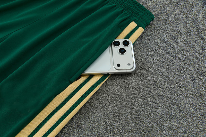 Italian 2627 Green/White/Yellow Stripes Training Tracksuit Set