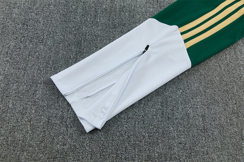 Italian 2627 Green/White/Yellow Stripes Training Tracksuit Set
