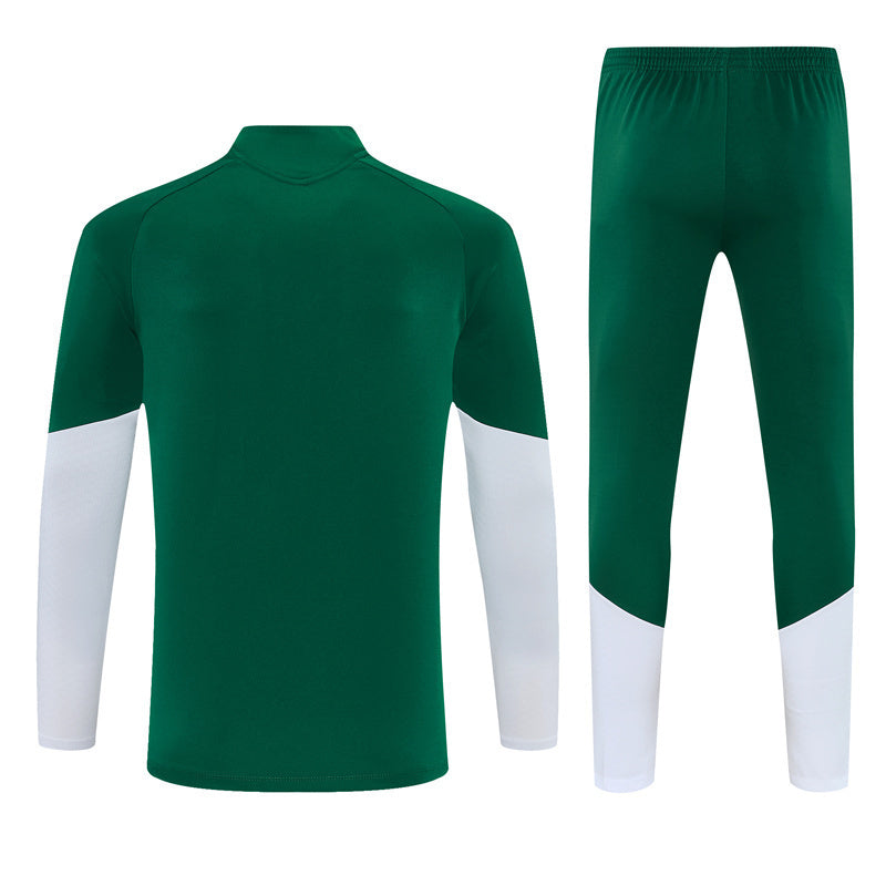 Italian 2627 Green/White/Yellow Stripes Training Tracksuit Set