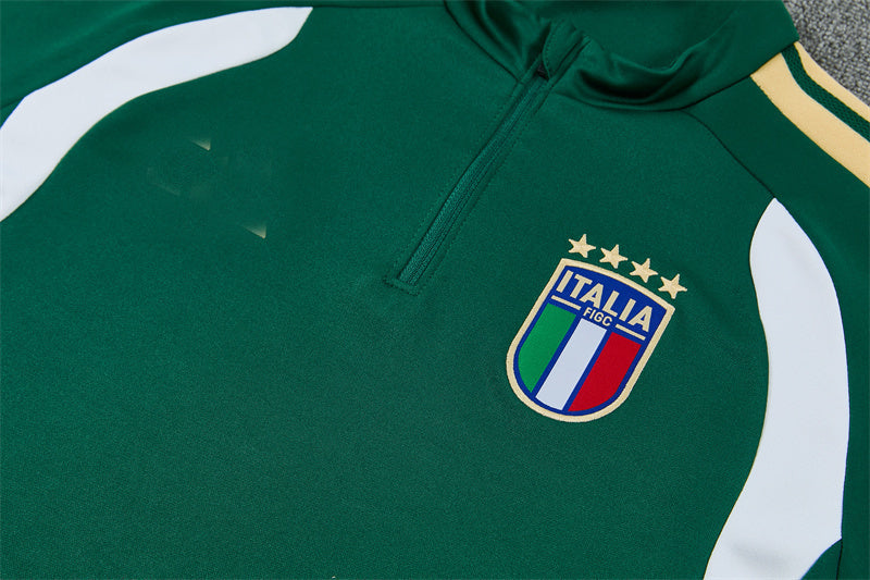 Italian 2627 Green/White/Yellow Stripes Training Tracksuit Set