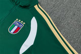 Italian 2627 Green/White/Yellow Stripes Training Tracksuit Set