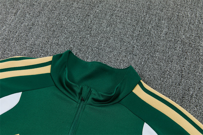 Italian 2627 Green/White/Yellow Stripes Training Tracksuit Set