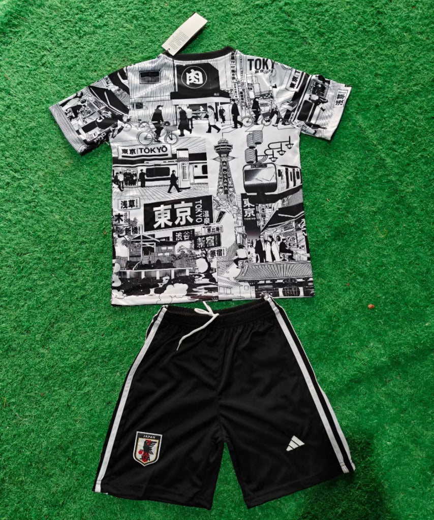 Japan 25/26 Black Tokyo Landmarks Kids Jersey Set