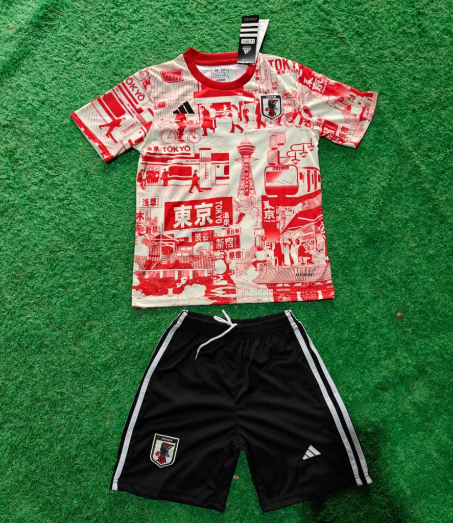 Japan 25/26 Red Tokyo Landmarks Kids Jersey Set