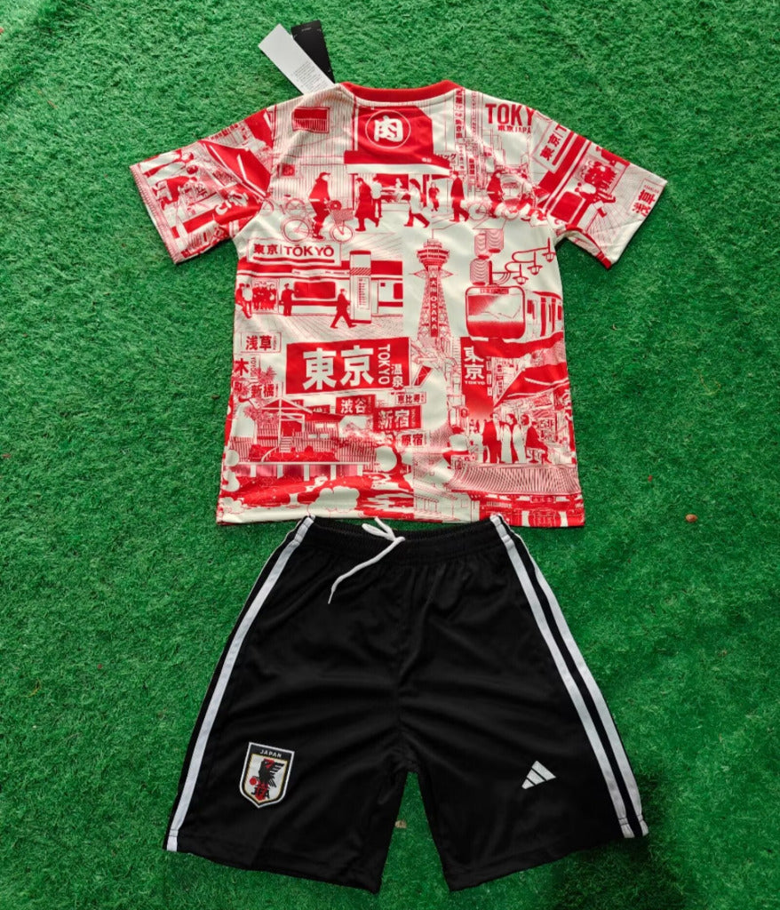 Japan 25/26 Red Tokyo Landmarks Kids Jersey Set