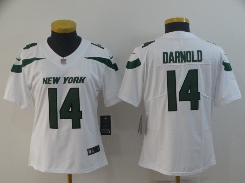Jets 2022/23 Darnold #14 White/Green Women NFL Jersey
