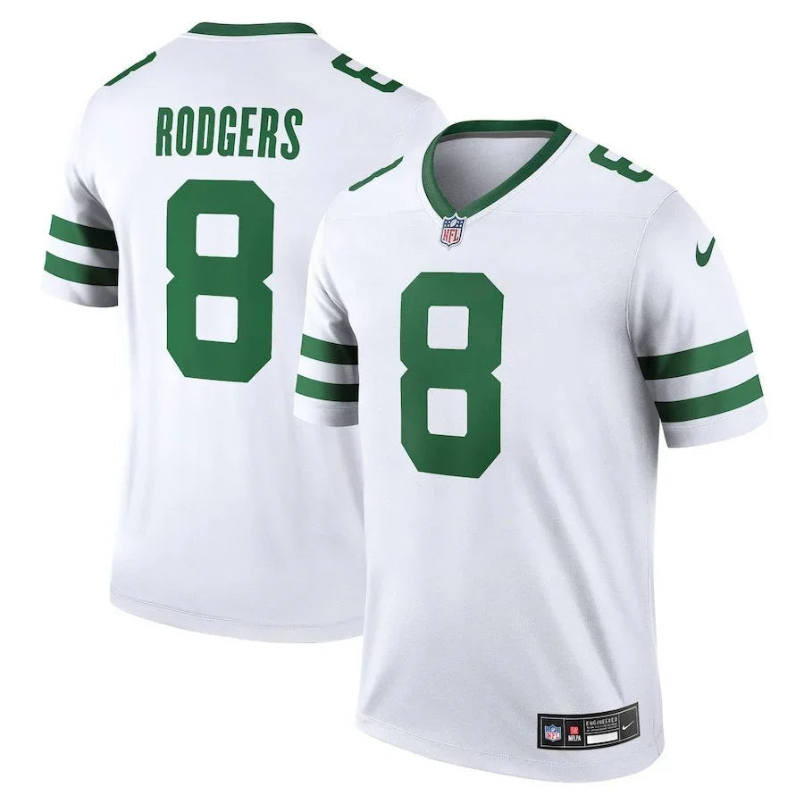 Jets 25/26 Rodgers #8 White/Green NFL Jersey