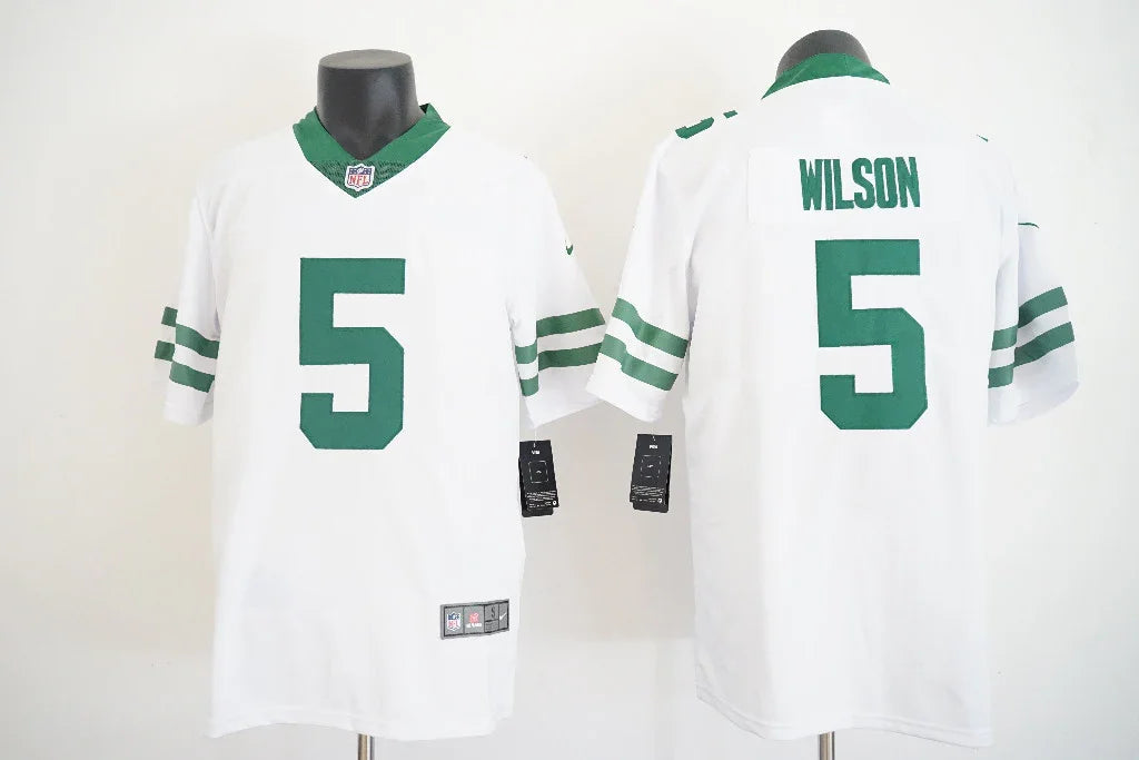 Jets 25/26 Wilson #5 White/Green NFL Jersey