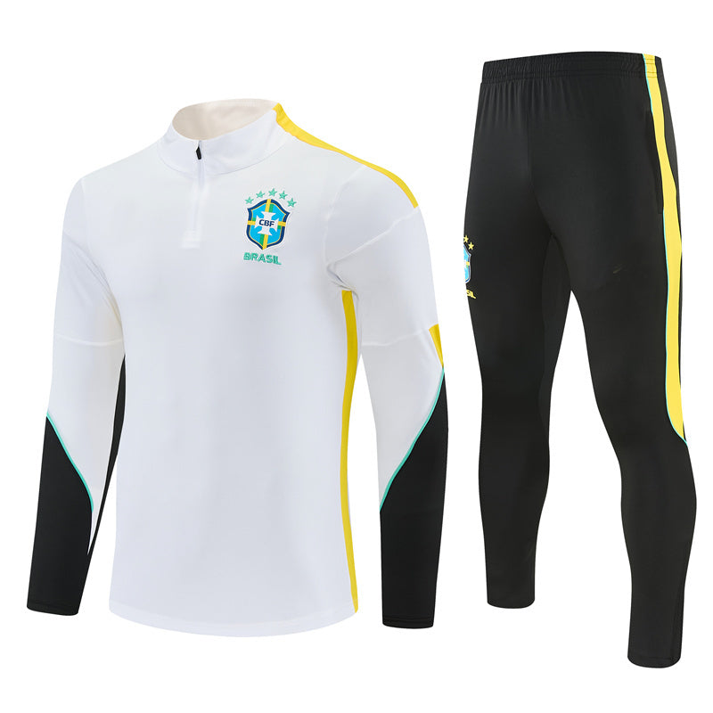 Jordan 26/27 White/Black/Yellow Side Stripes Long Sleeve Training Tracksuit