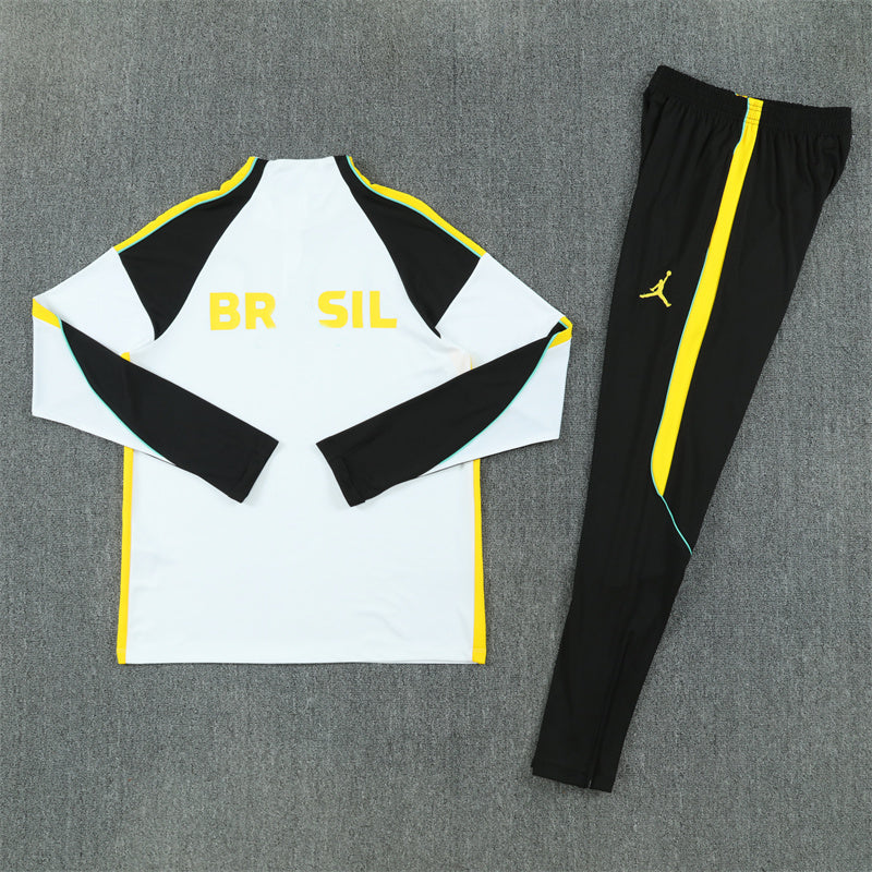 Jordan 26/27 White/Black/Yellow Side Stripes Long Sleeve Training Tracksuit
