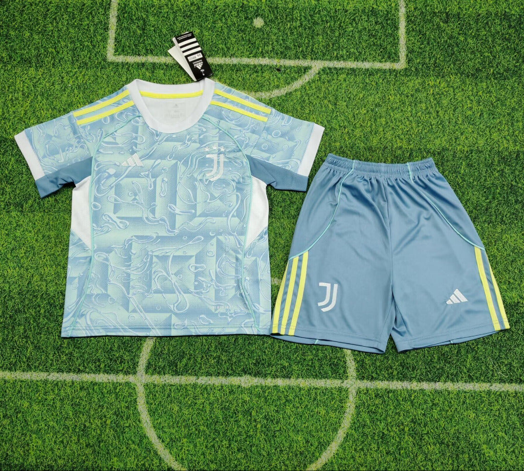 Juventus 25/26 Away Kids Blue Jersey Set