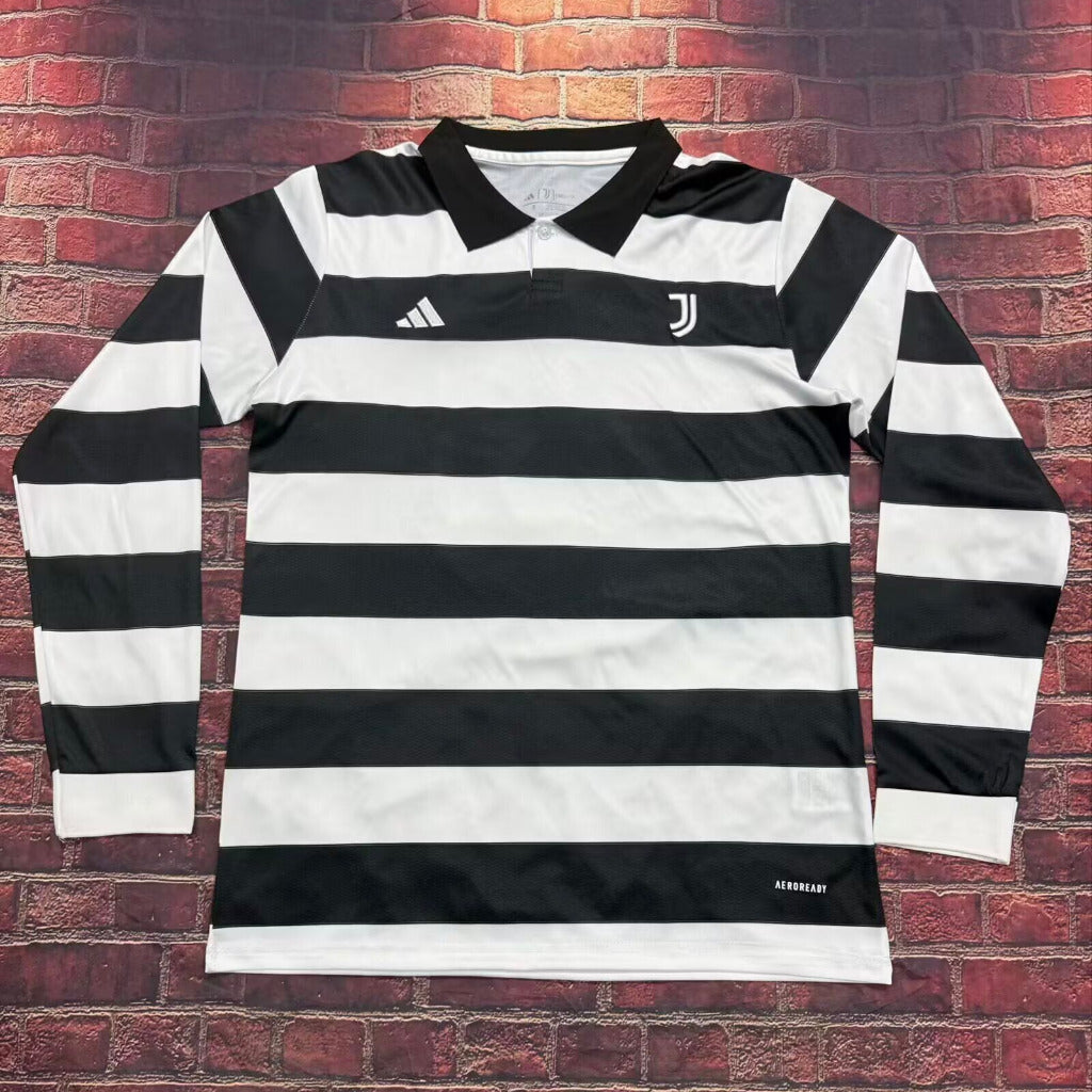 Juventus 25/26 Black/White Fourth Authentic Long Sleeve Jersey