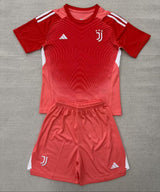 Juventus 25/26 Goalkeeper Kids Red Jersey Set