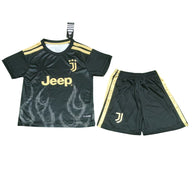 Juventus 26/27 Black/Gold Stripes 3rd Kids Jersey Set