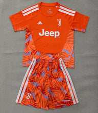 Juventus 26/27 Orange/White Stripes Goalkeeper Kids Jersey Set