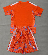 Juventus 26/27 Orange/White Stripes Goalkeeper Kids Jersey Set