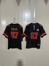 Kansas City Chiefs 25/26 Kelce #87 Black/Yellow Game Kids Jersey