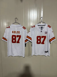 Kansas City Chiefs 25/26 Kelce #87 White Game Kids Jersey