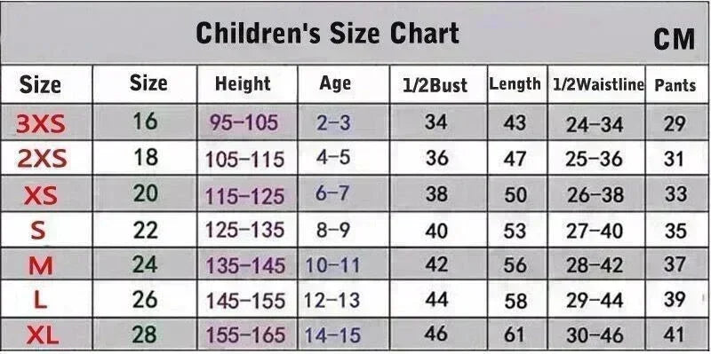 Children's Size Chart