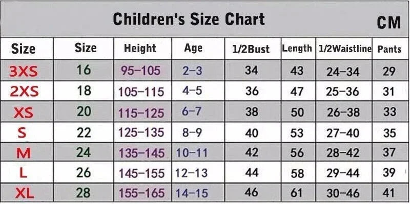 Children's Size Chart