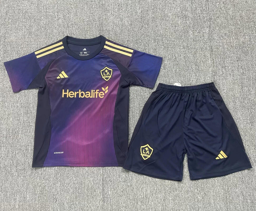 LA Galaxy 25/26 Purple Away Kids Jersey Set