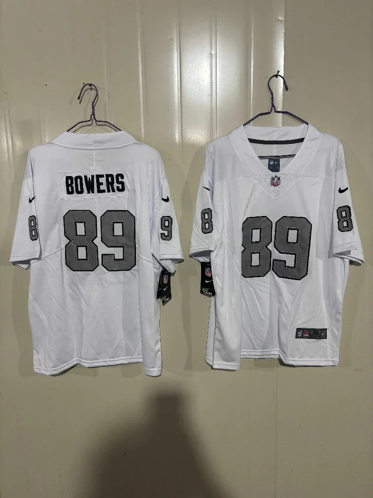 Las Vegas Raiders 25/26 Bowers #89 White/Gray Game Kids Jersey