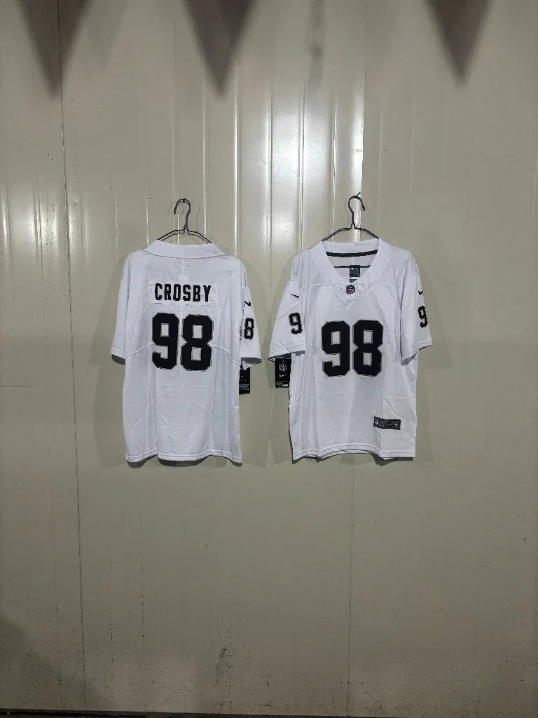 Las Vegas Raiders 25/26 Crosby #98 White/Black Game Kids Jersey