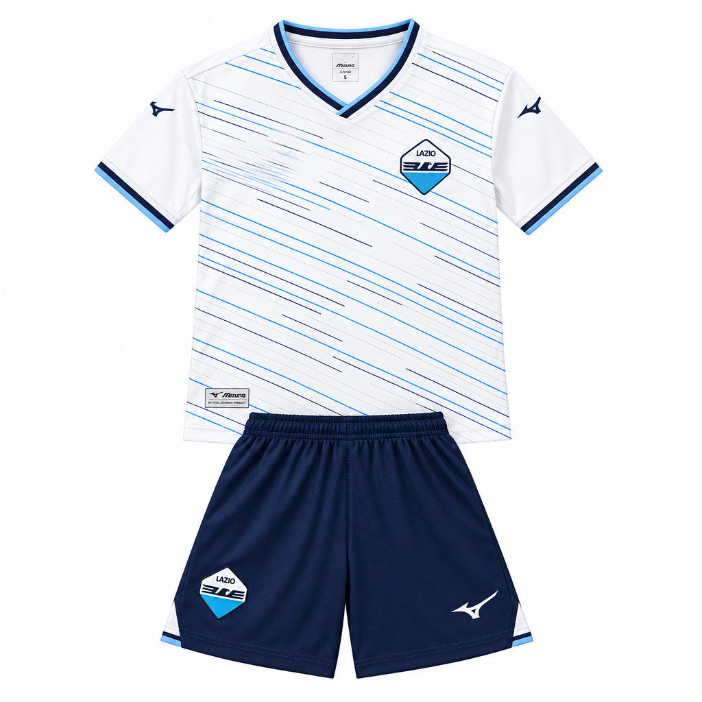 Lazio 26/27 White/Blue Pinstripe Away Kids Jersey Set