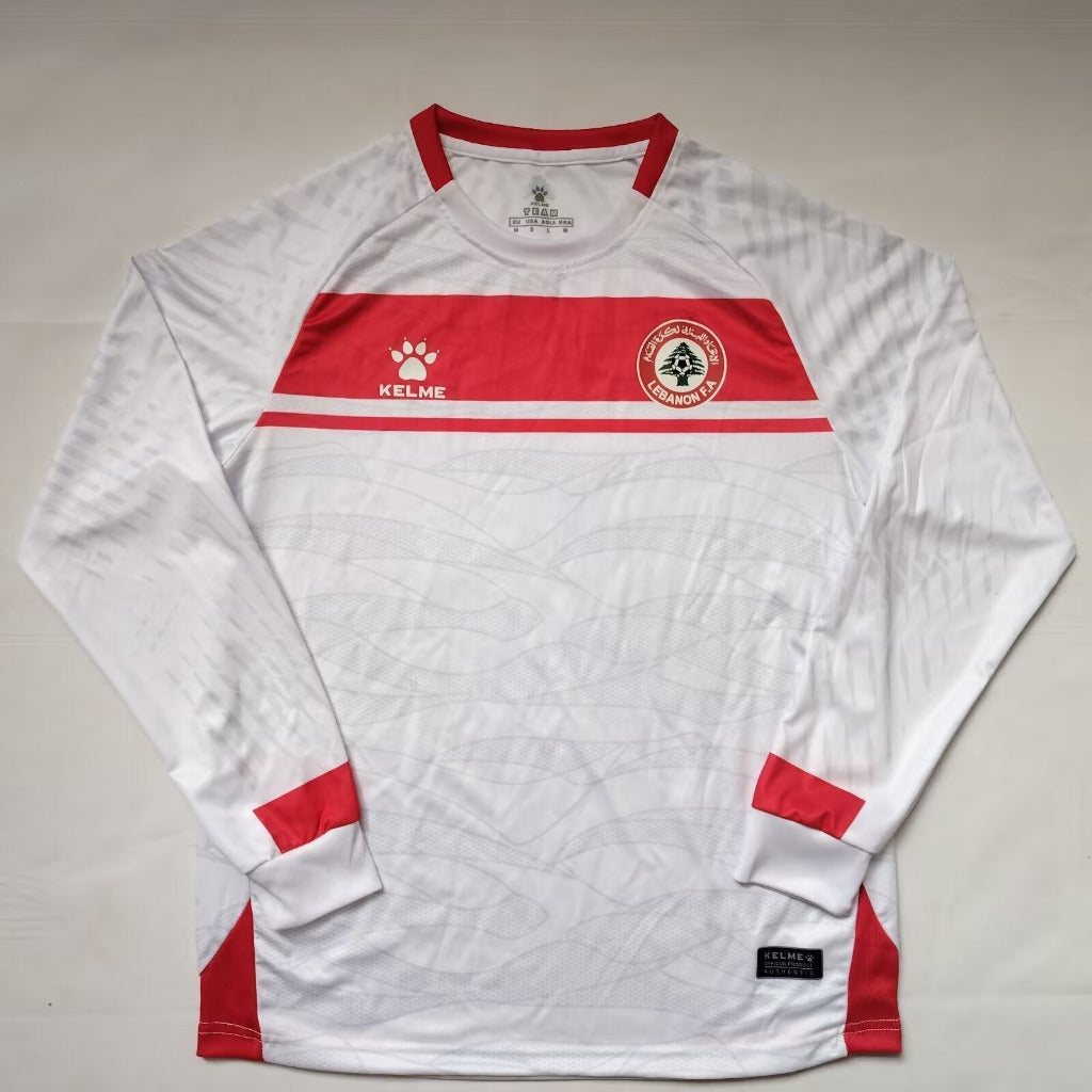 Lebanon 2026 White/Red Away Long Sleeve Jersey