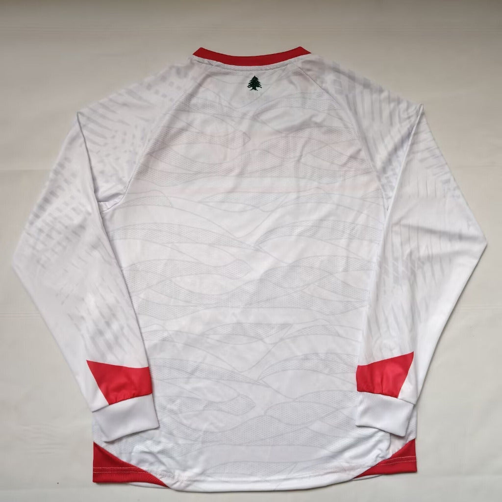Lebanon 2026 White/Red Away Long Sleeve Jersey
