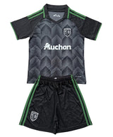 Lecce 26/27 Black/Green Stripes Away Kids Jersey Set