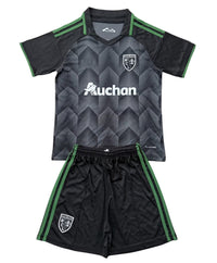 Lecce 26/27 Black/Green Stripes Away Kids Jersey Set