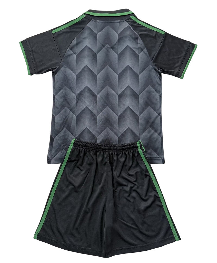Lecce 26/27 Black/Green Stripes Away Kids Jersey Set