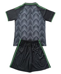 Lecce 26/27 Black/Green Stripes Away Kids Jersey Set