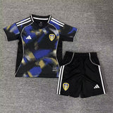 Leeds United 25/26 Black/Blue Third Away Kids Jersey Set