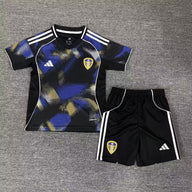 Leeds United 25/26 Black/Blue Third Away Kids Jersey Set