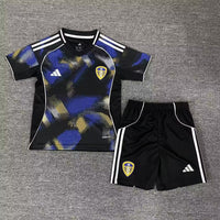 Leeds United 25/26 Black/Blue Third Away Kids Jersey Set