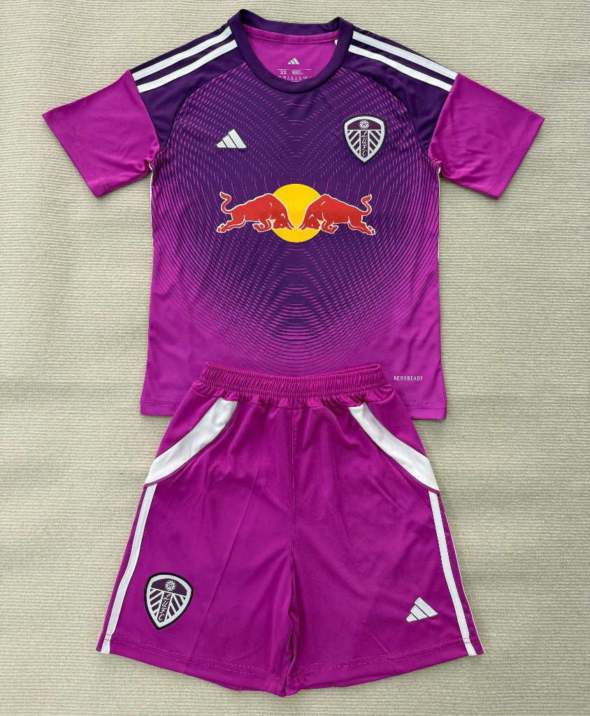 Leeds United 25/26 Purple Goalkeeper Kids Jersey Set