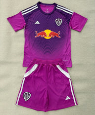 Leeds United 25/26 Purple Goalkeeper Kids Jersey Set