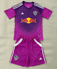Leeds United 25/26 Purple Goalkeeper Kids Jersey Set