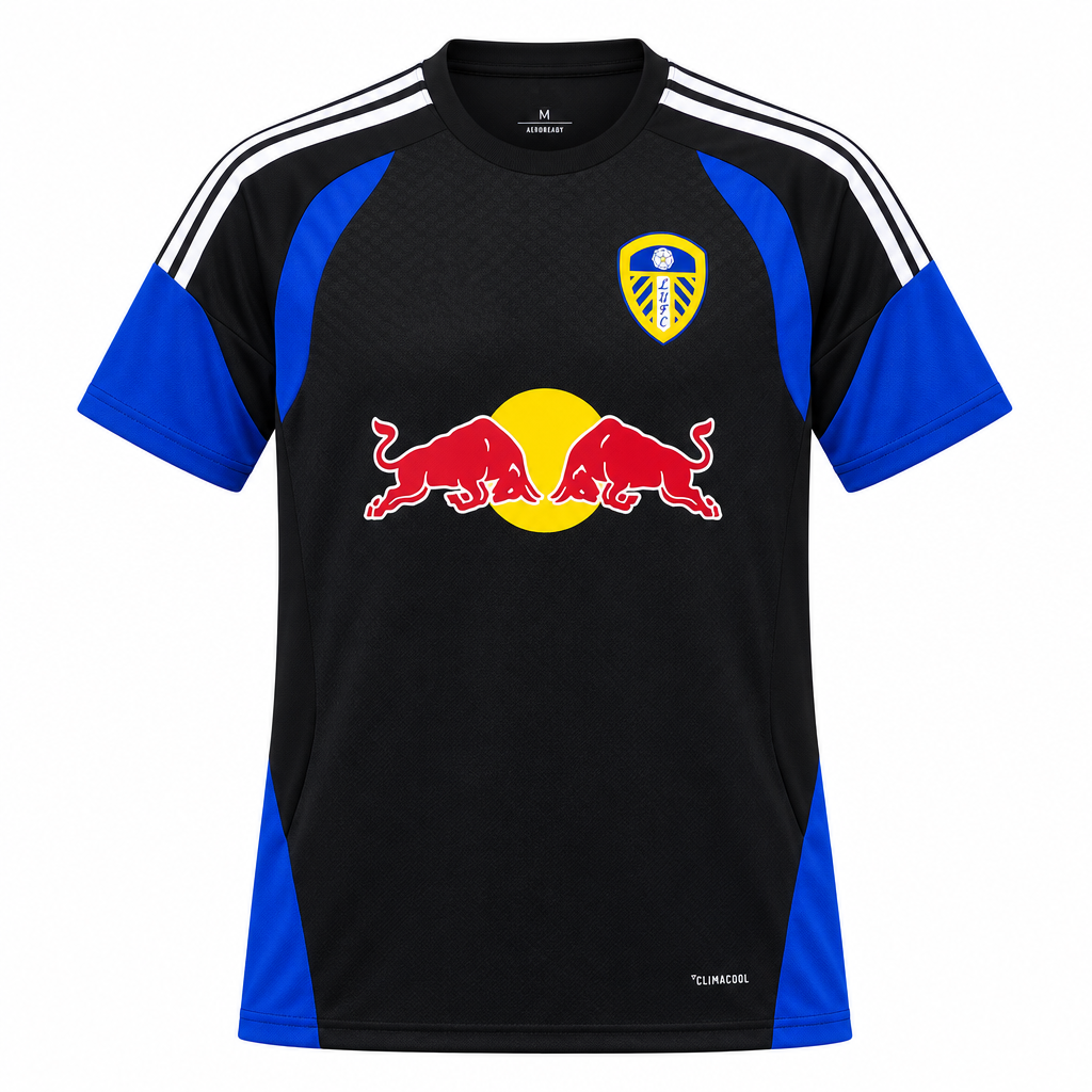 Leeds United 26/27 Black/Blue/White Stripes Training Jersey