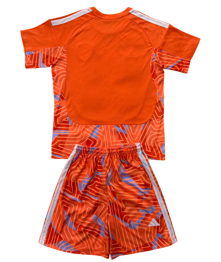 Leeds United 26/27 Orange/White Shoulder Stripes Goalkeeper Kids Jersey Set